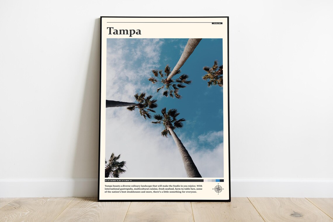 Tampa Florida Palm Trees Blue Sky Upward View Photography Poster