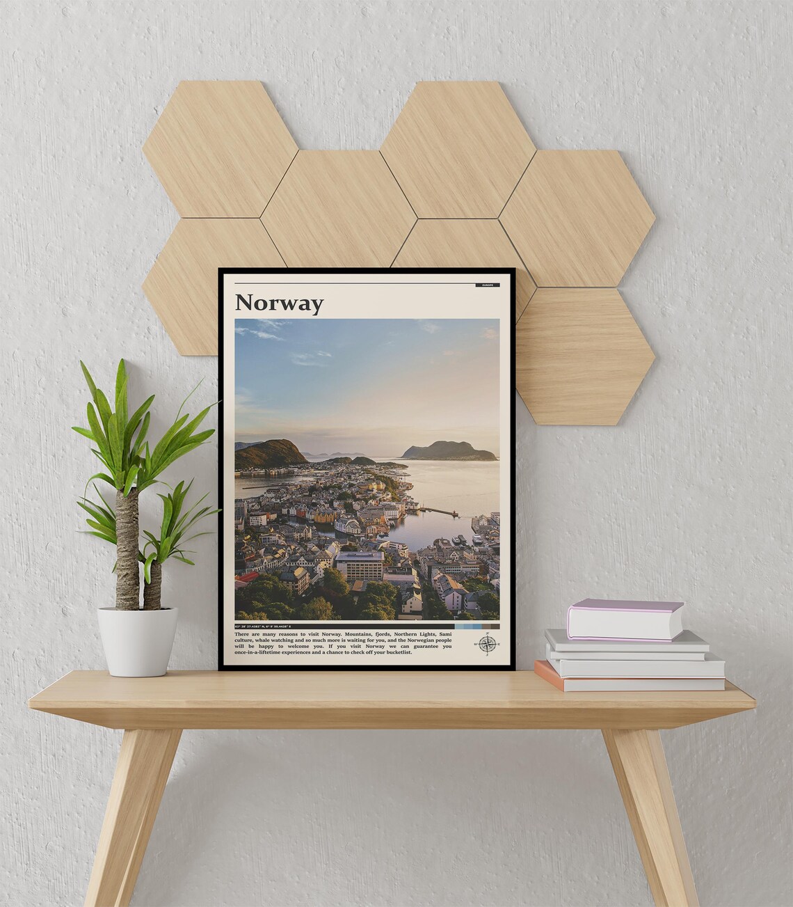 Norway Coastal Fjord Town Aerial View Golden Hour Photography Poster - Image 3