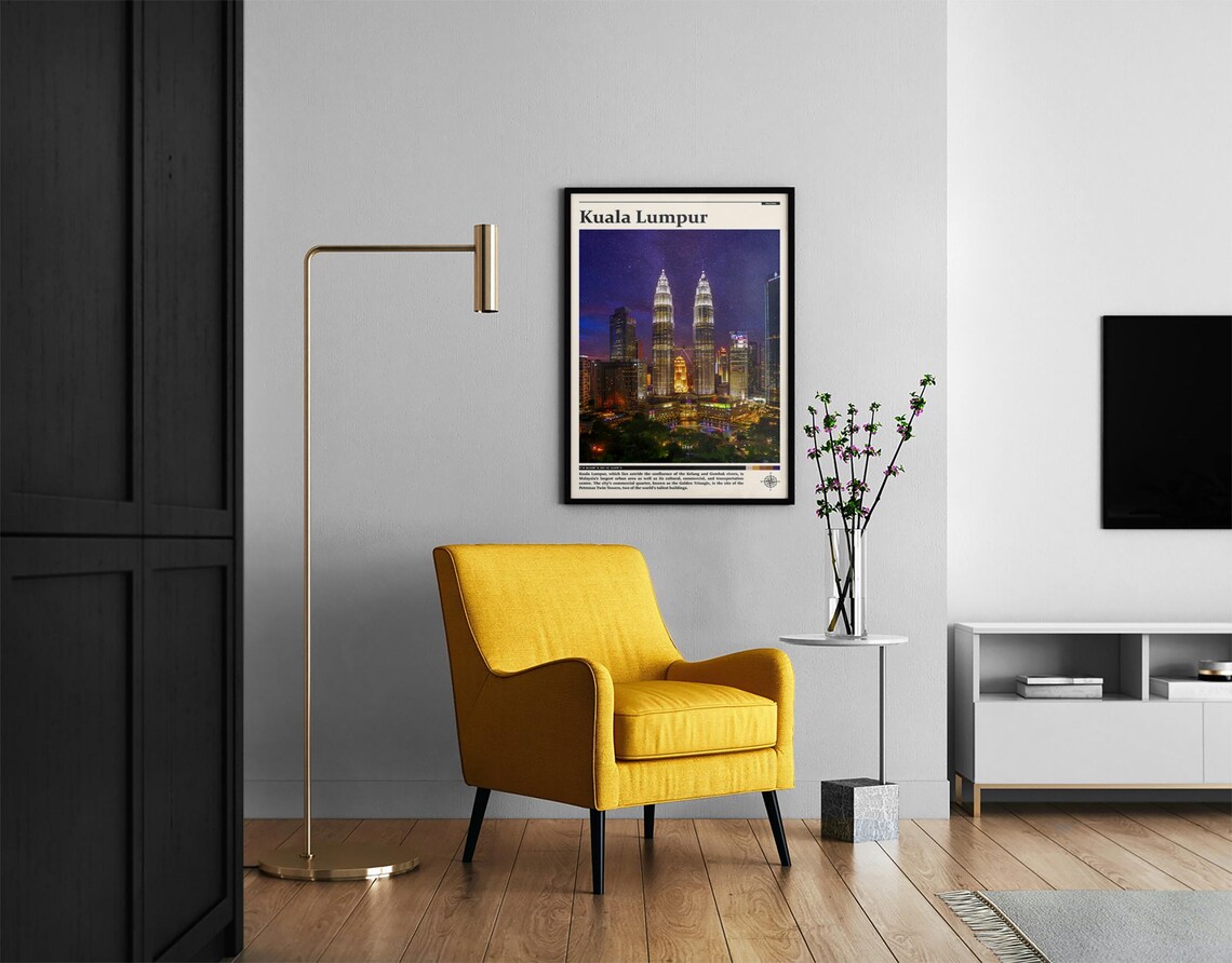 Kuala Lumpur Petronas Twin Towers Night Skyline Malaysia Travel Poster - Image 2