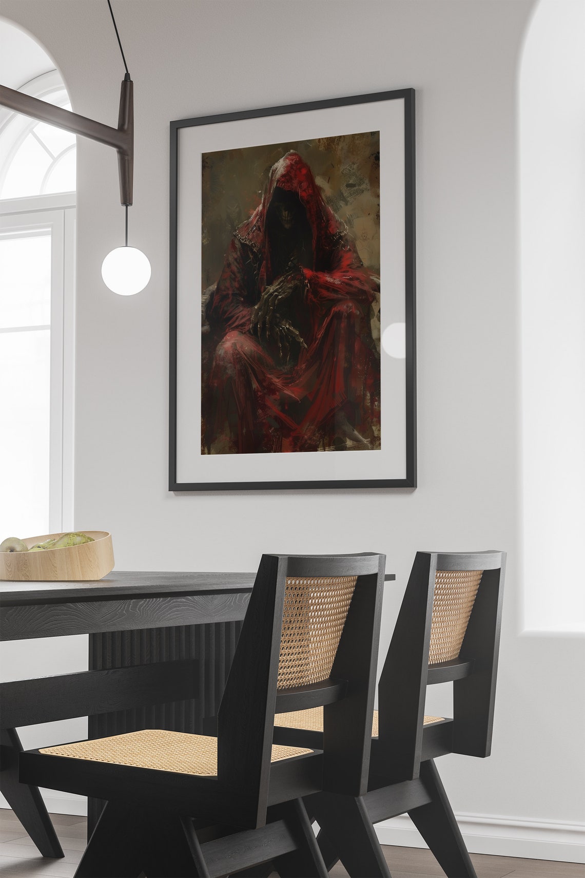 Eerie Grim Reaper Red Hooded Cloak Dark Romanticism Art Poster - Image 3