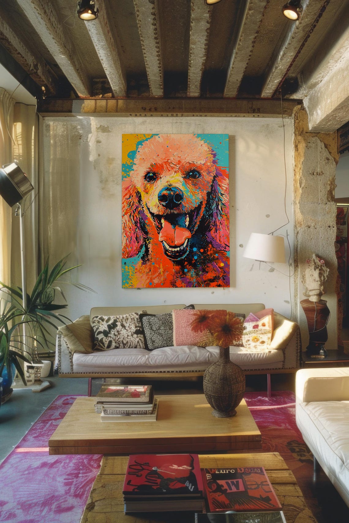 Happy Poodle Portrait Vibrant Pop Art Dog Painting Decor Print - Image 4