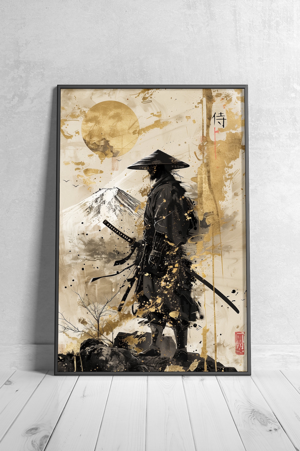 Sumi-E Samurai Poster, Moody Japanese Art Print - Image 4