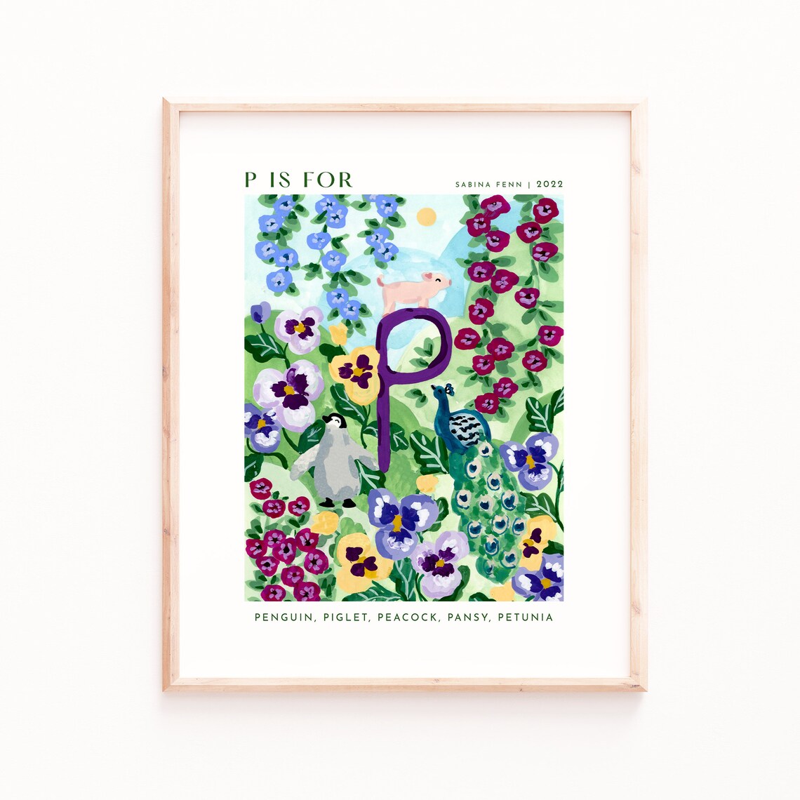 Monogram P Alphabet Art Print, Nursery Decor
