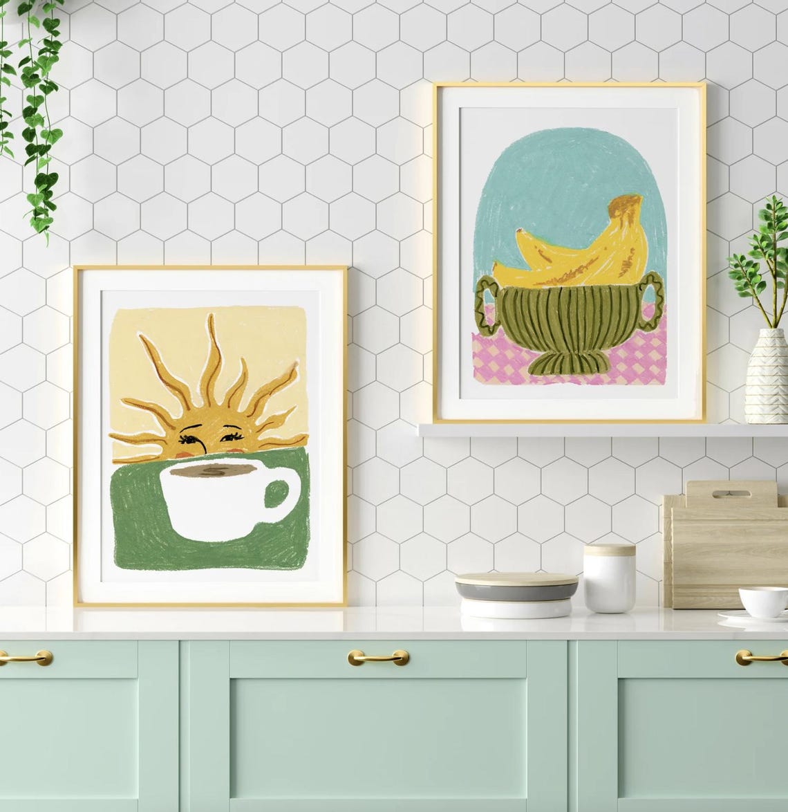 Coffee And Sunshine Art Print Modern Boho Oil Pastel Wall Art Warm Yellow Coffee Lover Decor - Image 3