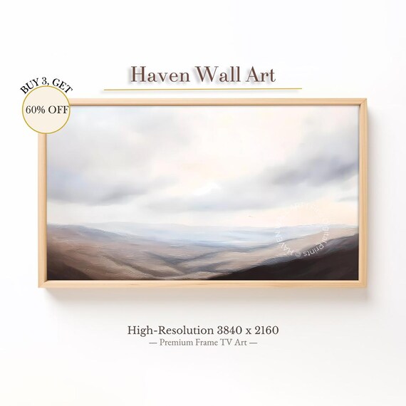 Gentle Muted Gray Mist Over Rolling Moorland Landscape Poster
