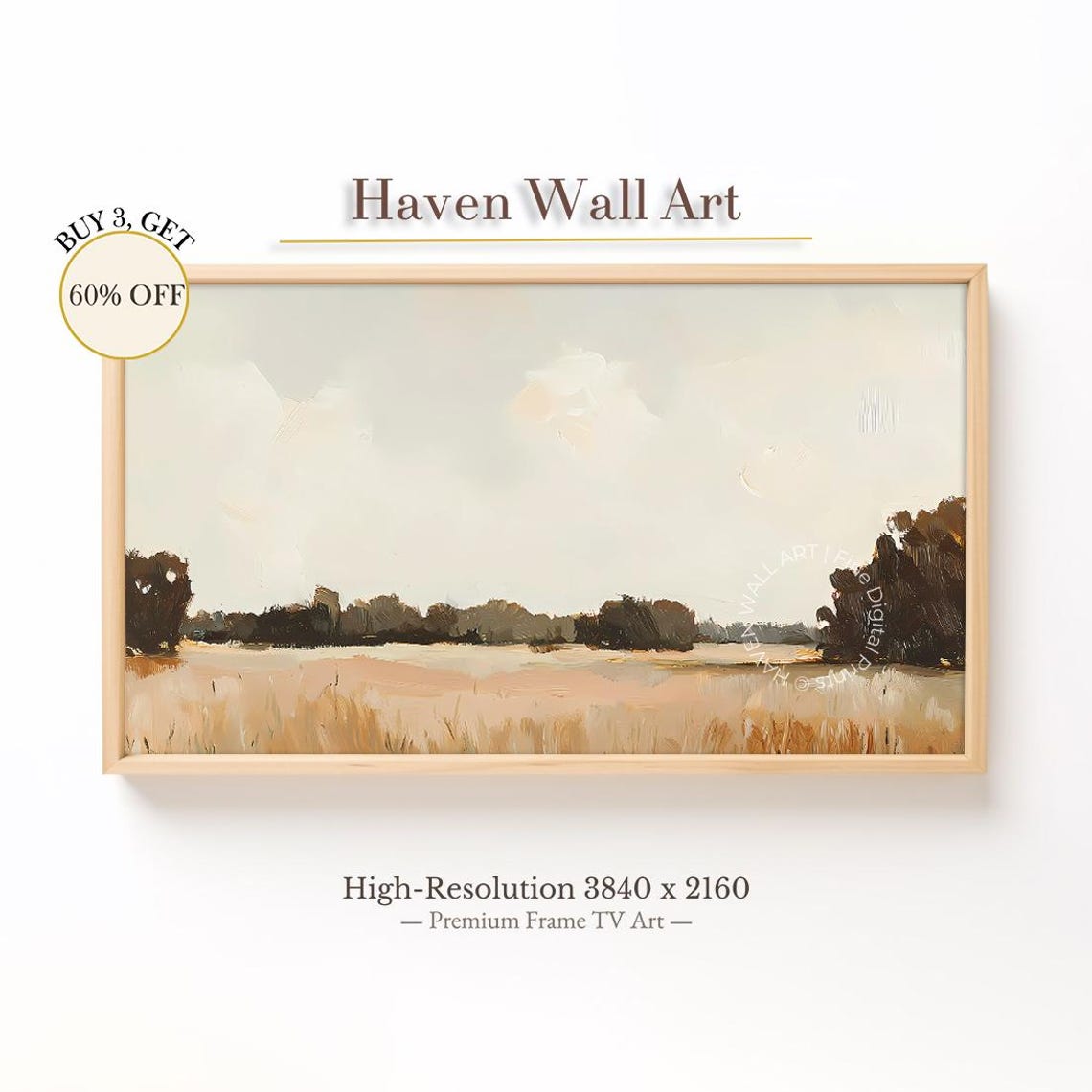 Minimalist Autumn Field Rustic Fall Landscape Frame TV Art Poster