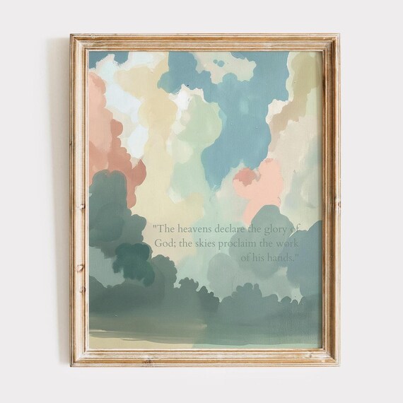 Clouds Scripture Wall Art Prayer Board Printables With Original Painting Christian For Gifts Women Trendy Prints