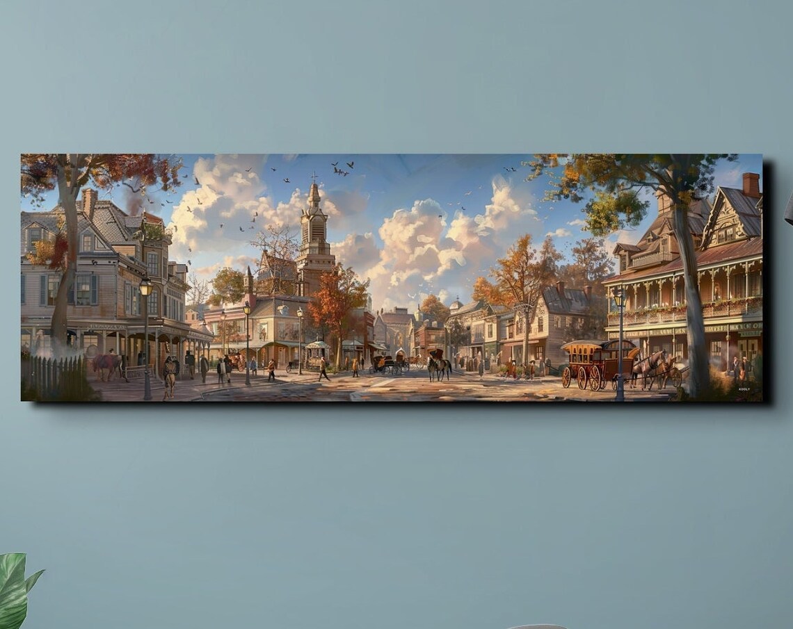 Old Western Town Street Golden Hour Historic Panoramic Poster