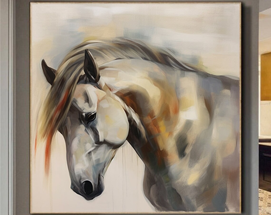 Horse Oil Painting Art Print, Animal Decor
