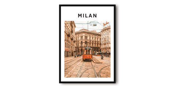 Milan Travel Poster, Italy Cityscape Art Print