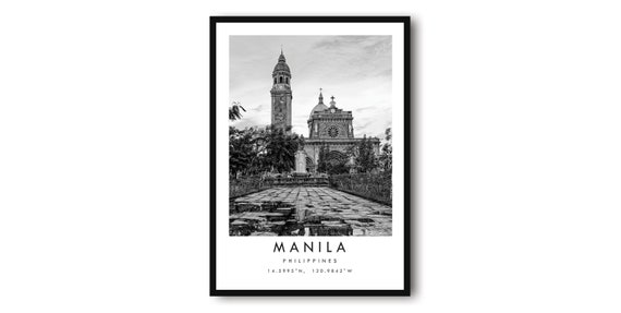 Manila Travel Poster, Minimalist Black And White