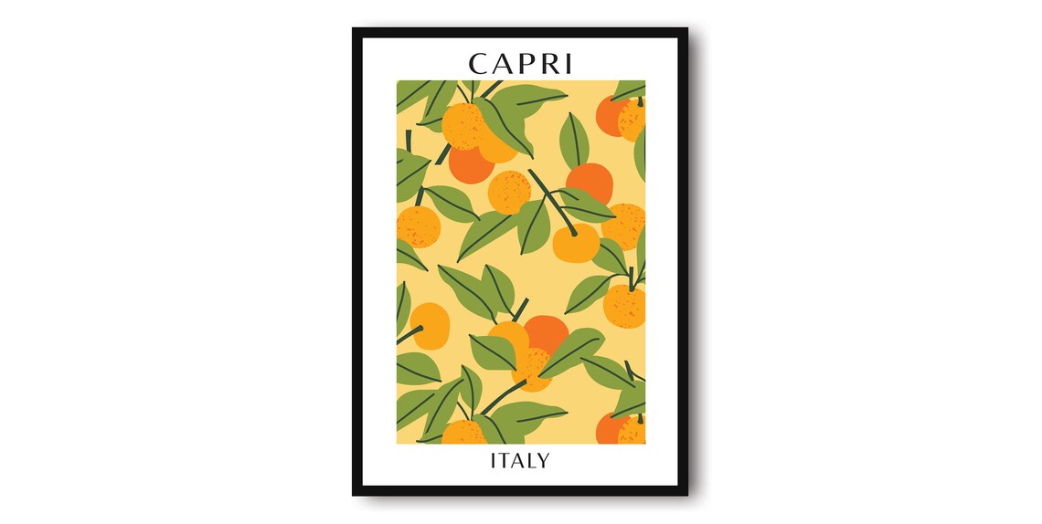 Capri Italy Juicy Orange Grove Sunny Fruit Market Art Poster