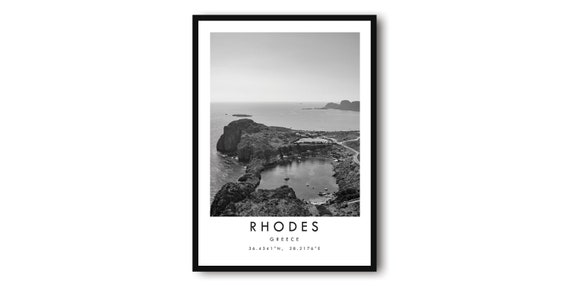 Rhodes Greece Black And White Travel Poster