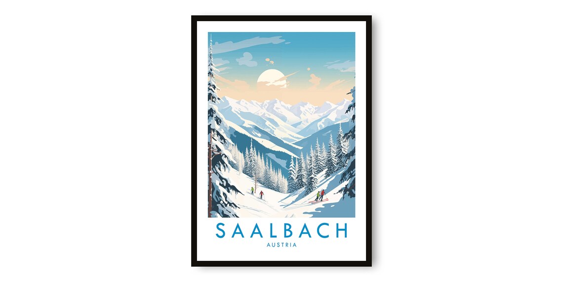 Saalbach Travel Poster, Austria Wall Art Print