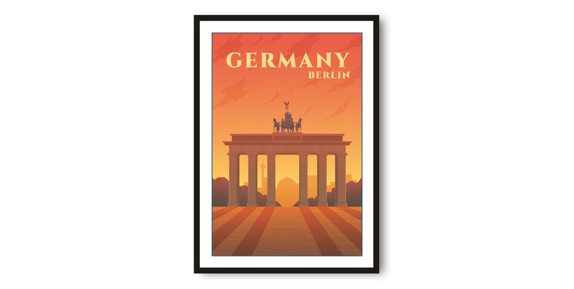 Berlin Germany Brandenburg Gate Sunset Minimalist Landmark Poster
