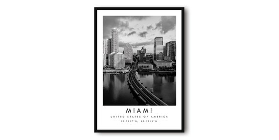 Miami Skyline Minimalist Travel Poster, Art Print