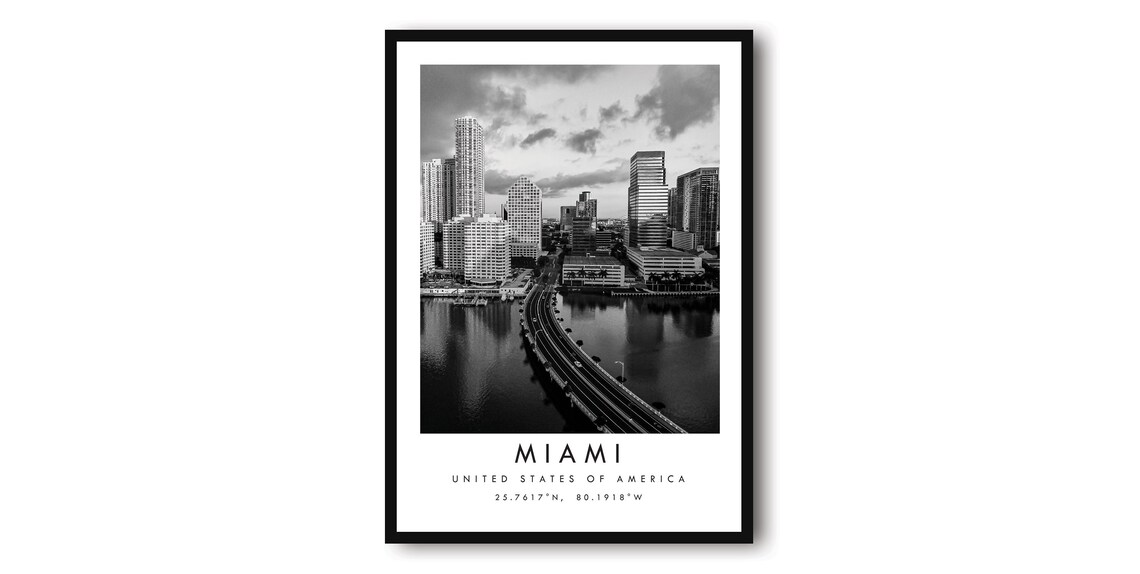 Miami Skyline Minimalist Travel Poster, Art Print