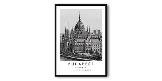 Budapest Black And White Travel Poster, Hungary
