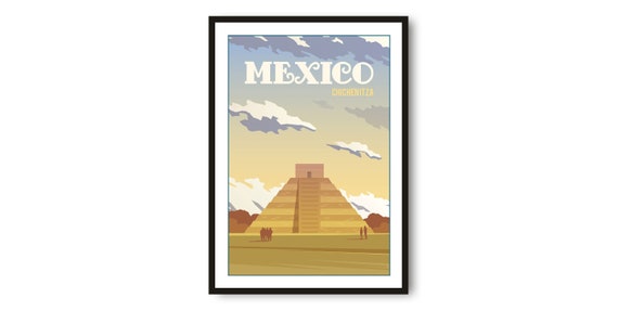 Chichen Itza Minimalist Mexico Travel Poster Print