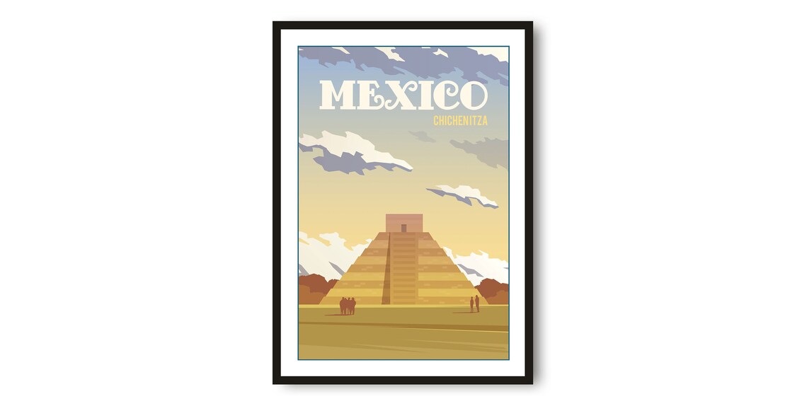 Chichen Itza Minimalist Mexico Travel Poster Print