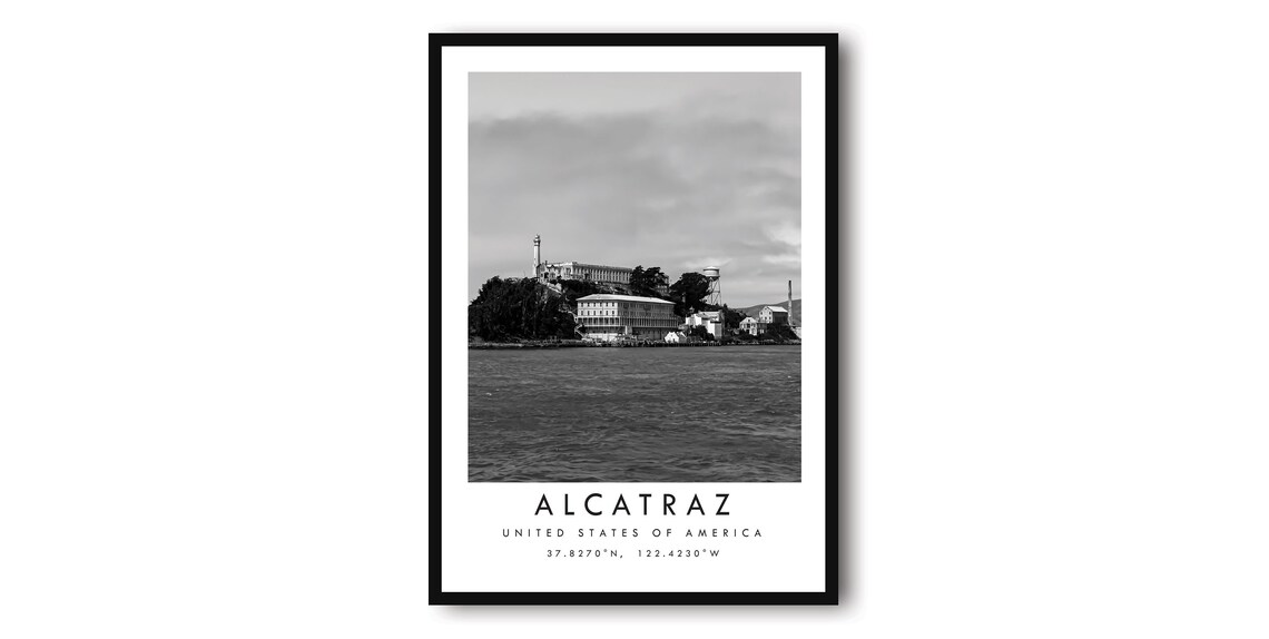 Alcatraz, San Francisco Black and White Art Print