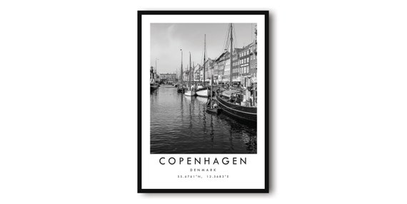 Copenhagen Black And White Denmark Travel Poster