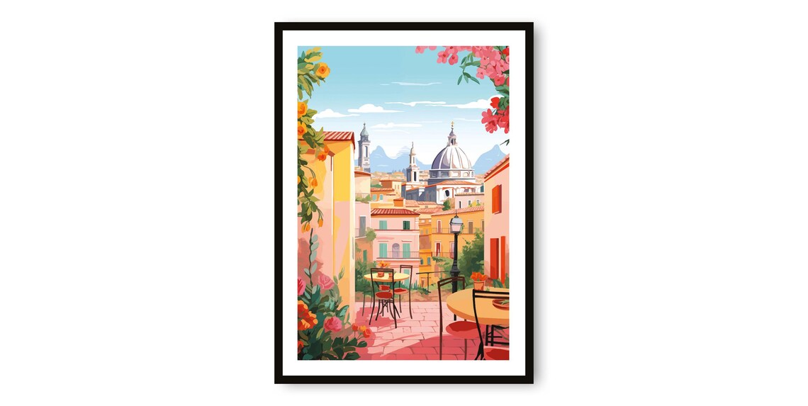 Rome Travel Poster, Italy Wall Decor Art Print