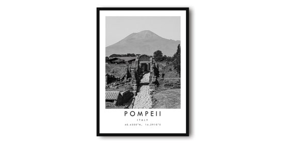 Pompeii Black And White Travel Poster, Italy