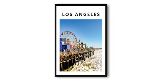 Los Angeles Santa Monica Pier Ferris Wheel Ocean View Travel Poster
