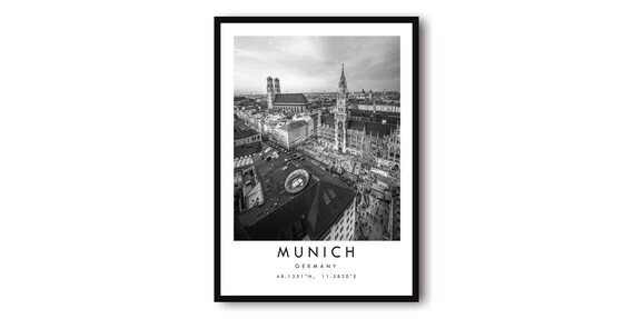 Munich Germany Black and White Minimalist Art Print