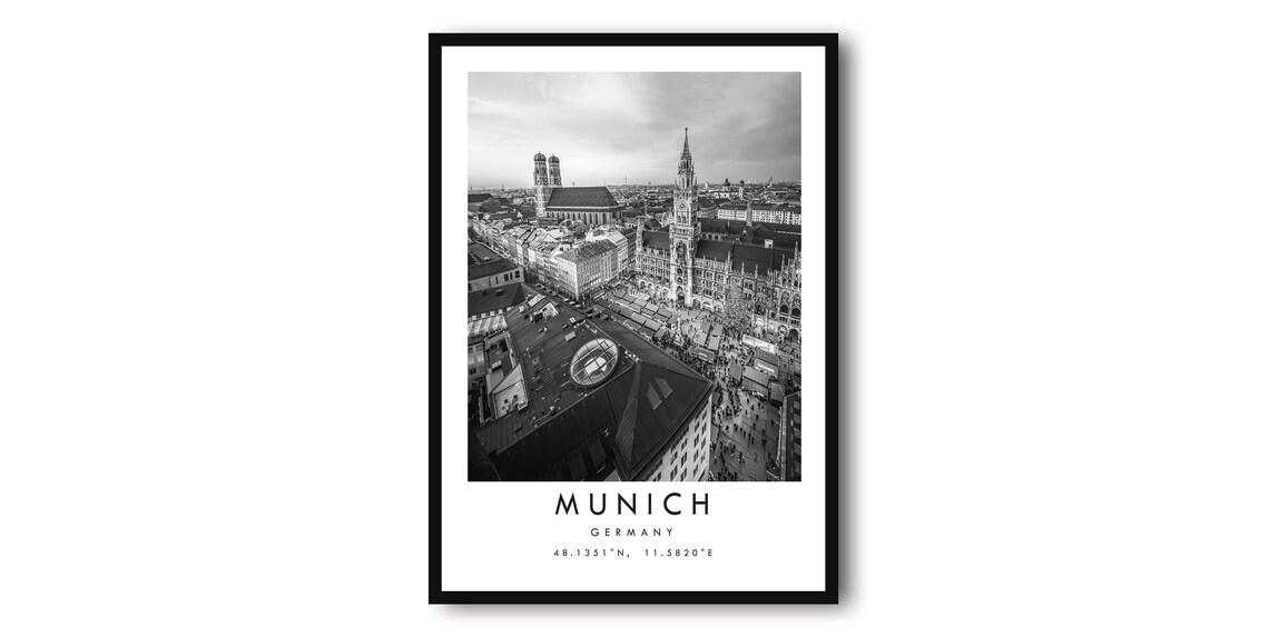 Munich Germany Black and White Minimalist Art Print