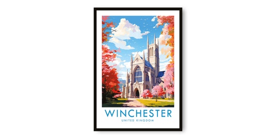 Winchester Cathedral Travel Poster, UK Art Print