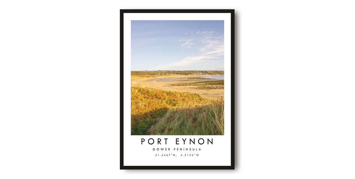 Port Eynon Travel Poster, Gower Peninsula Minimalist