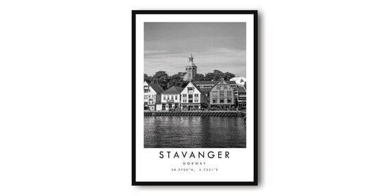 Stavanger Norway Black And White Cityscape Poster