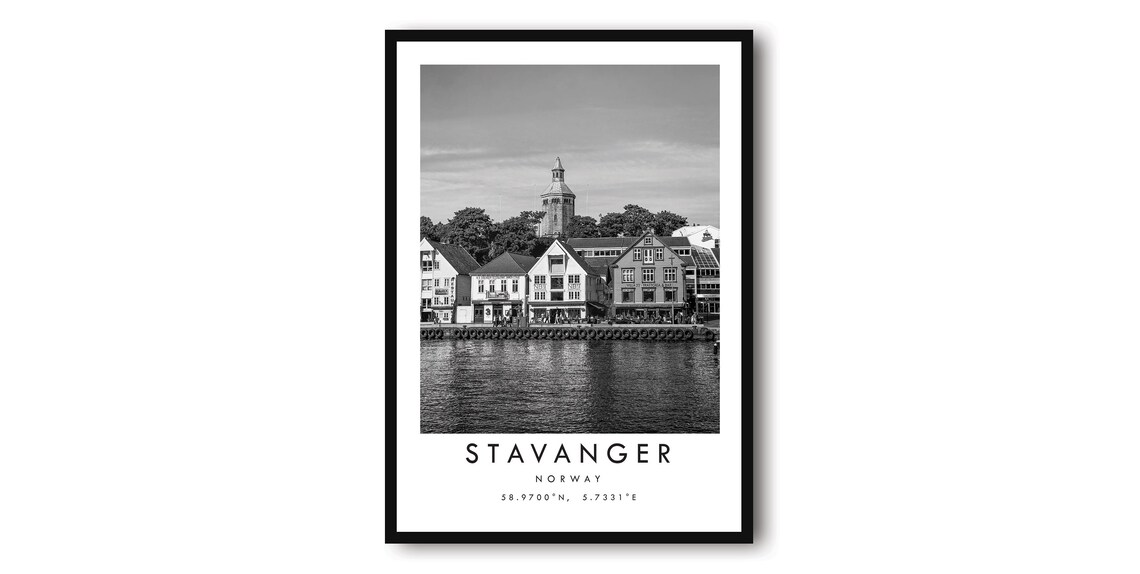 Stavanger Norway Black And White Cityscape Poster