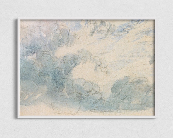 Abstract Cloud Watercolor Painting, Sky Painting
