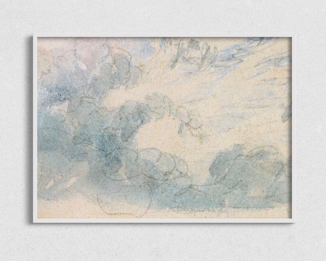 Abstract Cloud Watercolor Painting, Sky Painting
