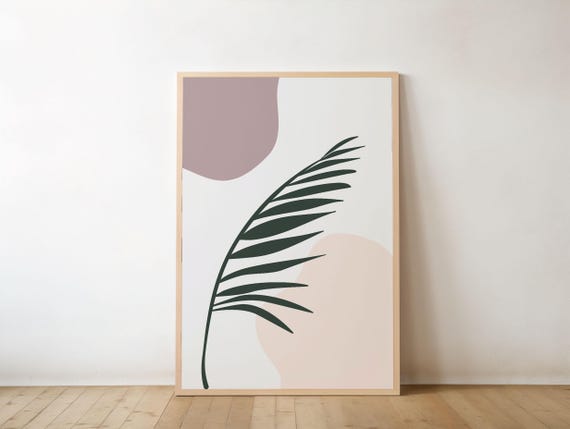 Minimalist Botanical Wall Art Palm Leaf Print Abstract Pastel Poster Modern Home Decor