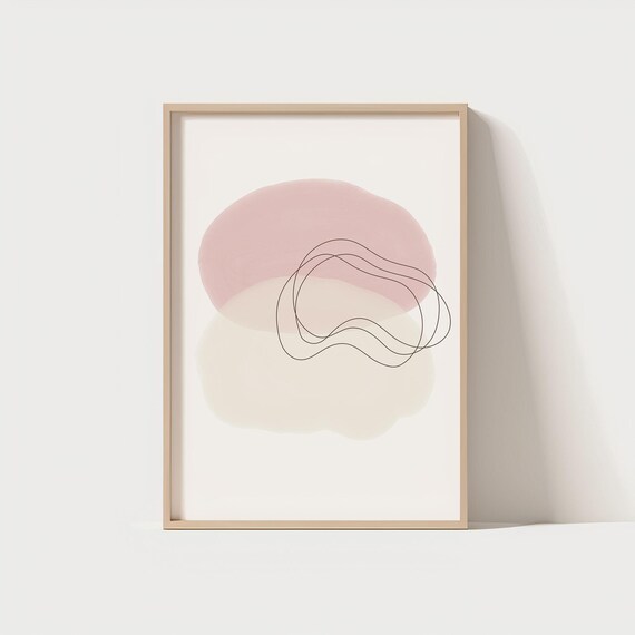 Minimal Abstract Wall Art Print Blush Pink Beige Geometric Poster Neutral Boho Modern