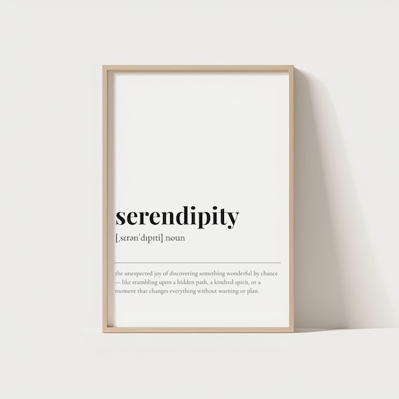 Serendipity Rare Word Definition Happy Accident Dictionary Poster