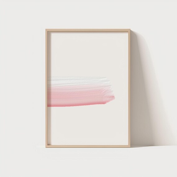 Minimal Pink Brush Stroke Wall Art Pastel Abstract Poster Light Oil Paint Modern Boho Decor Instant