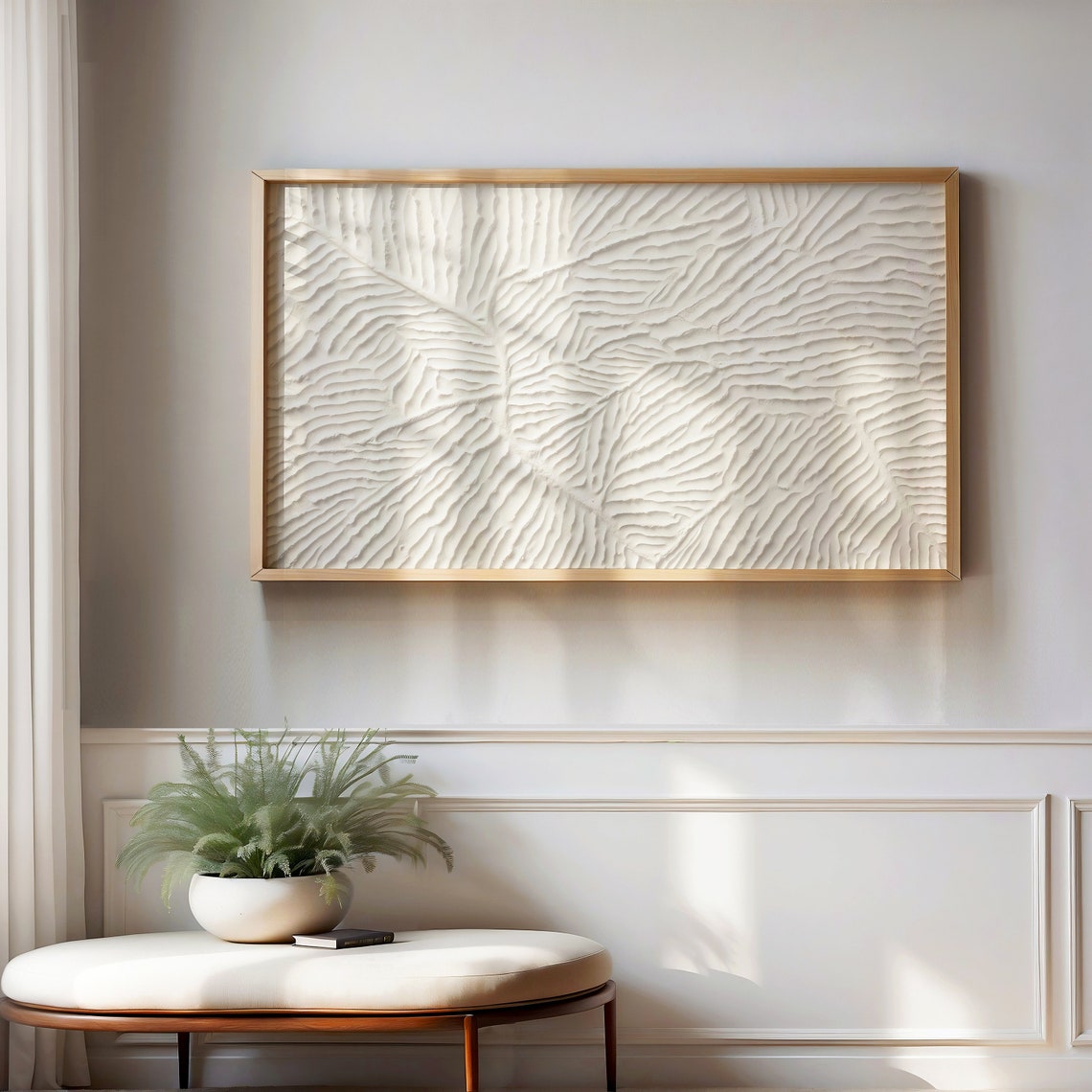 White Textured Abstract Plaster Relief Modern Minimalist Wall Art - Image 4