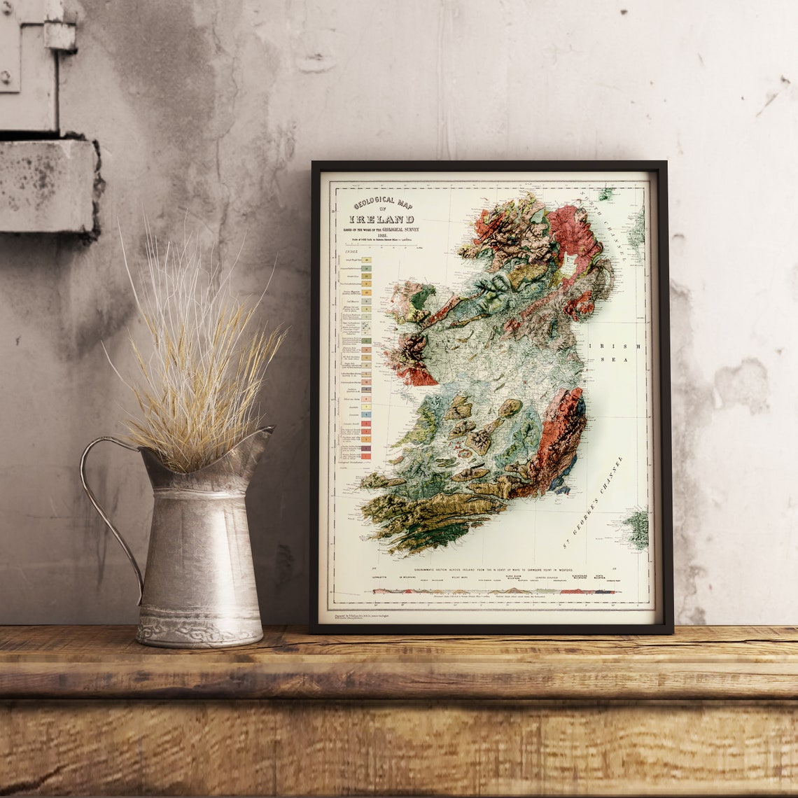 Geological Map Of Ireland 1920 Colorful Relief Cartography Poster - Image 3
