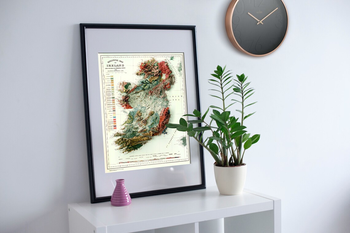 Geological Map Of Ireland 1920 Colorful Relief Cartography Poster - Image 2