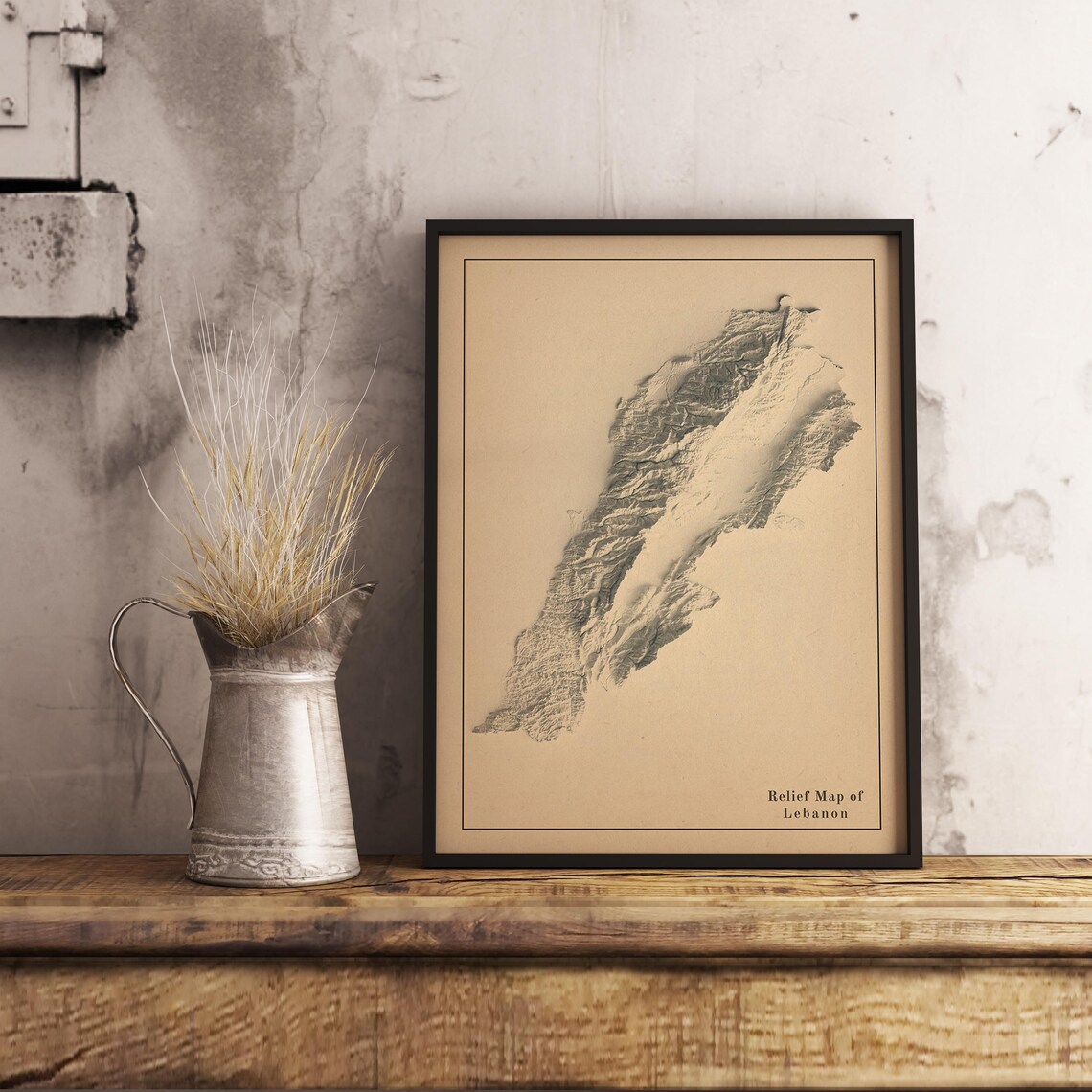 Relief Map of Lebanon Art Print Minimalist Terrain Cartography Decor - Image 2