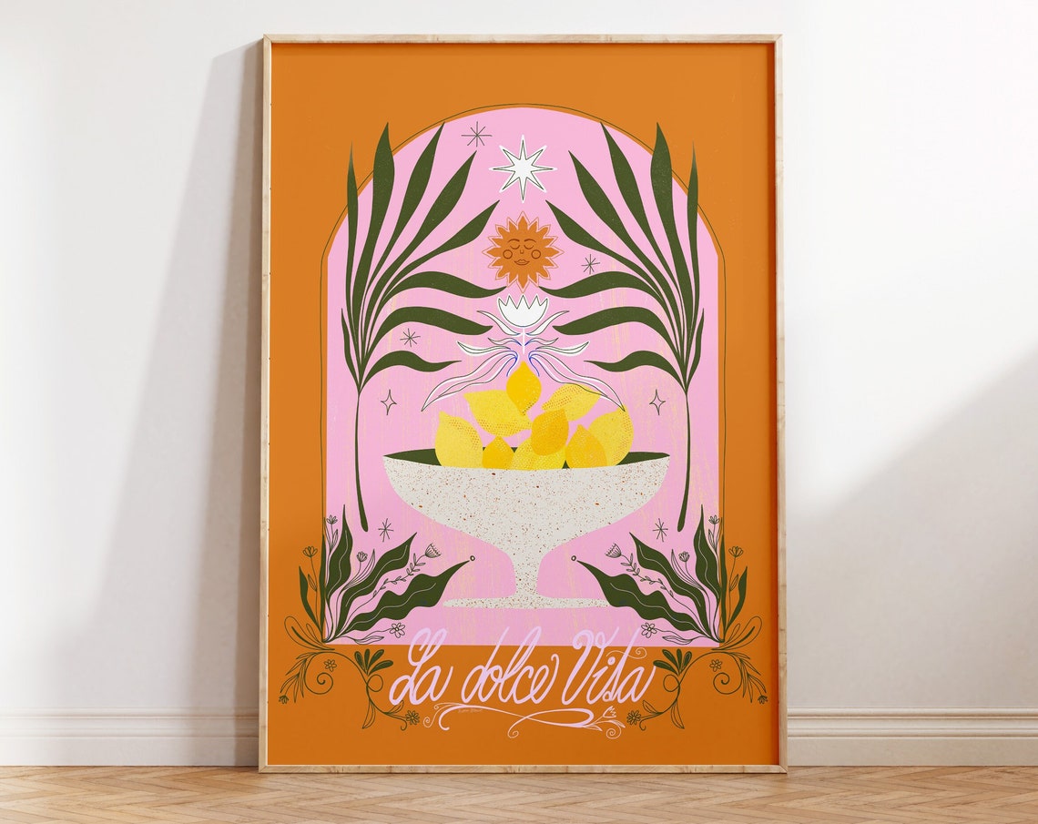 La Dolce Vita Lemon Bowl Terracotta Arch Botanical Art Poster