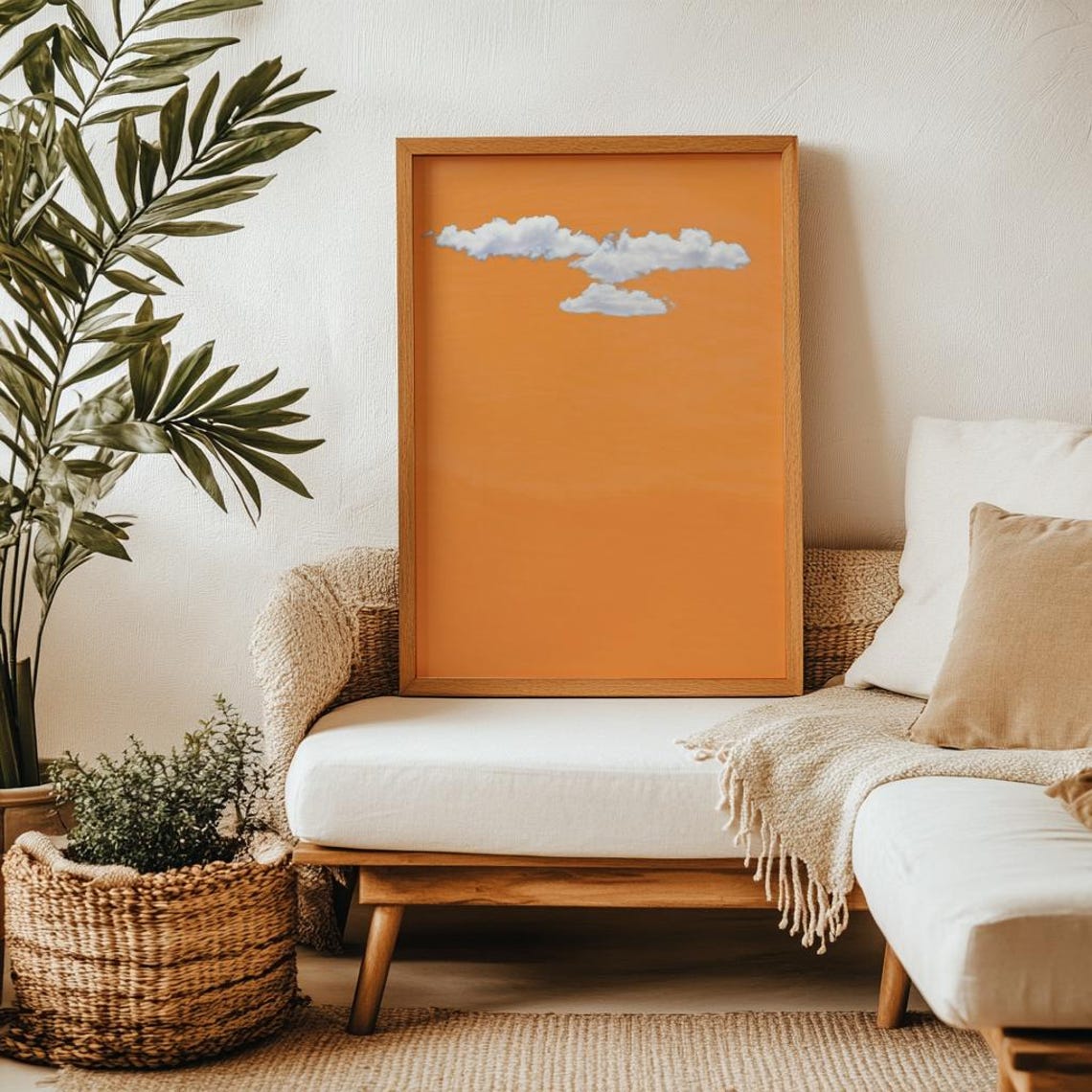 Minimalist Mustard Yellow Cloud Abstract Sunshine Modern Wall Art - Image 3