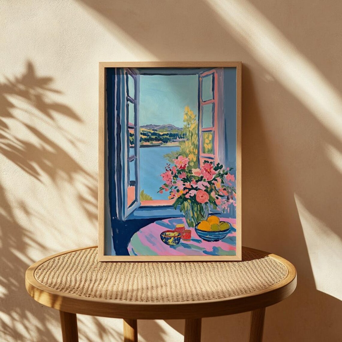 Open Window Painting With Flowers Fruit And Lake View Matisse Style Poster - Image 3