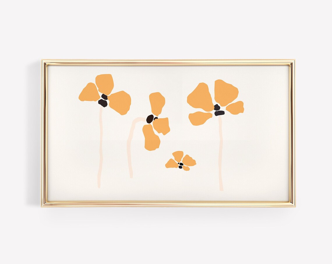 Mustard Yellow Wildflower Abstract Modern Minimalist Tv Poster