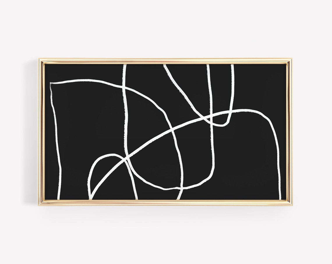Black and White Minimalist Abstract Line Drawing Decor Poster